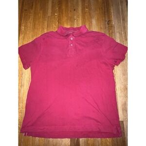 Red Camel Men XL Red 2 Button Collar Short Sleeve Golf Office Preppy Casual Polo